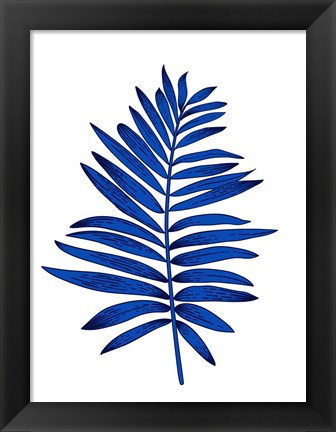 Framed Blue Leaf Branch Print