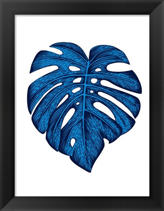 Framed Blue Tropical Leaf Print