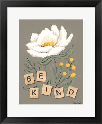 Framed Happy Flower Be Kind Print