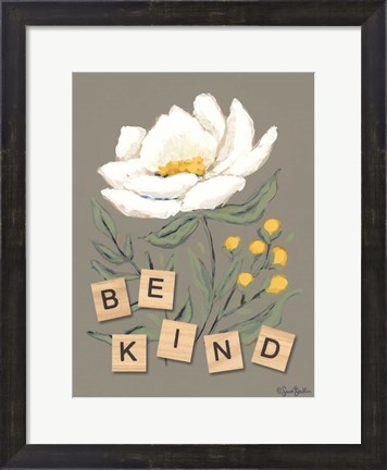 Framed Happy Flower Be Kind Print