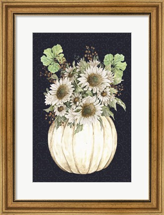 Framed Sunflowers on Navy Print