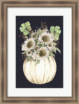 Framed Sunflowers on Navy Print
