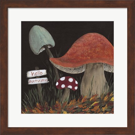 Framed Hello Autumn Mushrooms Print