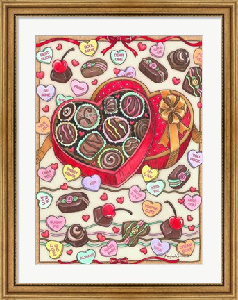 Framed Chocolates and Candy Hearts Print