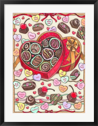 Framed Chocolates and Candy Hearts Print