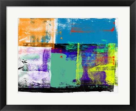 Framed Abstract Blue and Orange Print