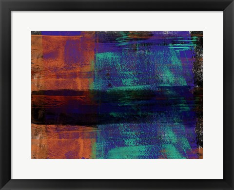 Framed Abstract Green and Orange Print