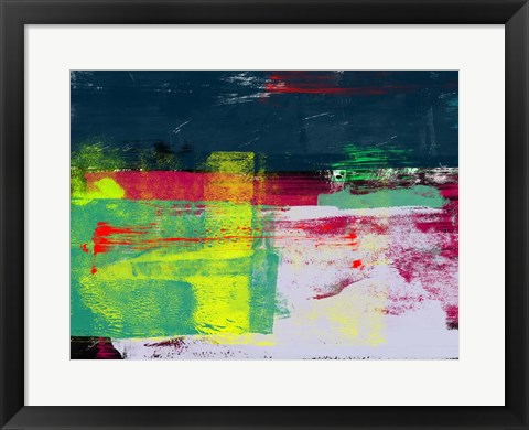 Framed Abstract Turquoise and Yellow Print