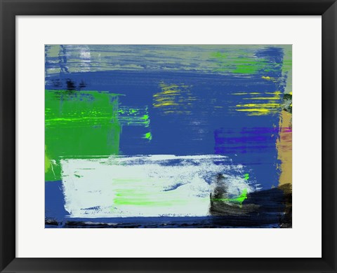 Framed Abstract Blue and Green Print