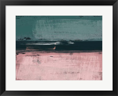 Framed Abstract Dark Green and Light Red Print