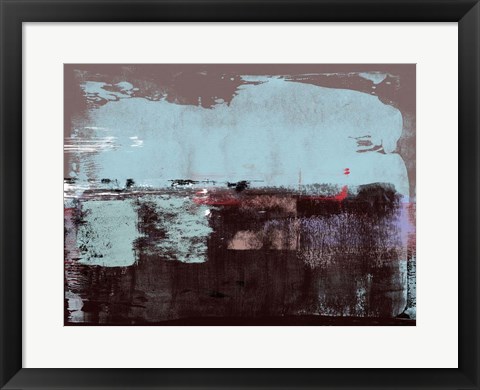 Framed Abstract Blue and Dark Purple Print