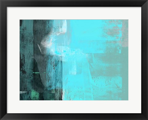 Framed Abstract Turquoise Yellow and Green Print