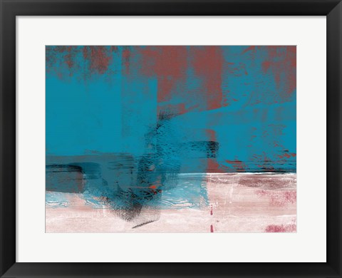 Framed Abstract Blue and Brown I Print