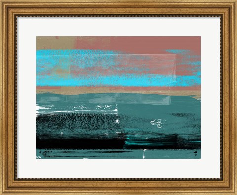 Framed Blue and Brown Abstract Composition Print