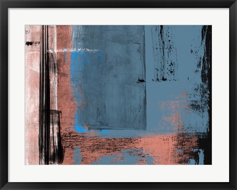 Framed Blue and Brown Abstract Composition I Print