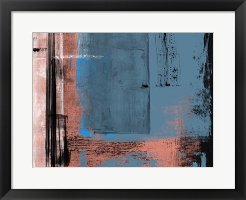 Framed Blue and Brown Abstract Composition I Print