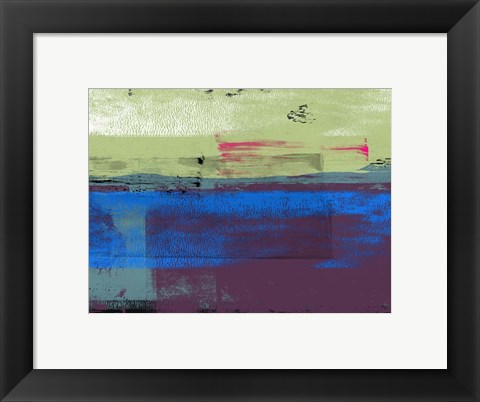 Framed Blue and Green Abstract Composition I Print