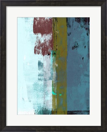 Framed Light Blue and Olive Abstract Composition I Print