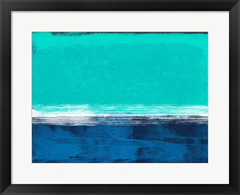 Framed Abstract Blue and Turquoise Print