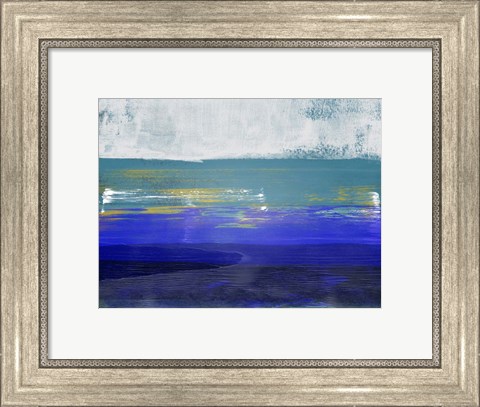 Framed Abstract Navy Blue and Turquoise Print