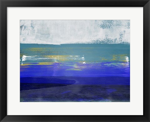 Framed Abstract Navy Blue and Turquoise Print