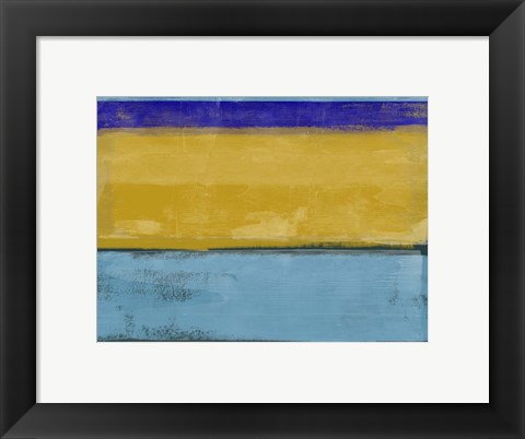 Framed Abstract Ochre and Blue I Print