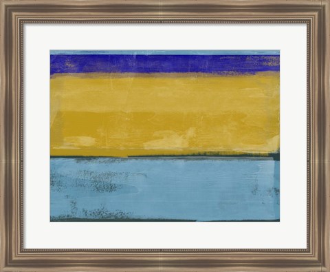 Framed Abstract Ochre and Blue I Print