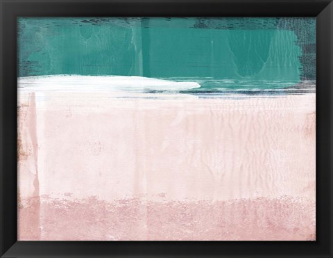 Framed Abstract Green and Pink Print