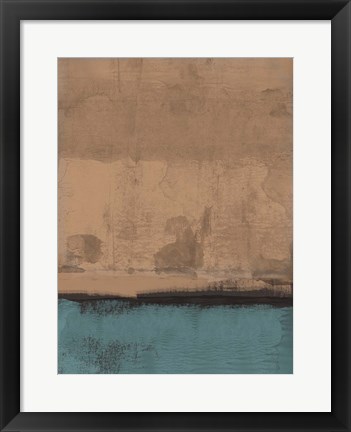 Framed Abstract Brown and Blue Print