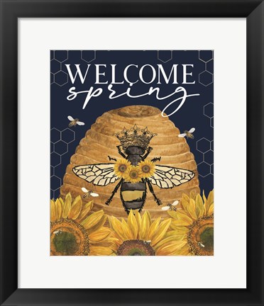 Framed Honey Bees &amp; Flowers Please portrait III-Welcome Spring Print