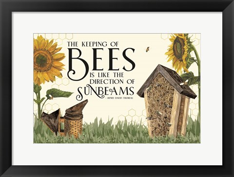 Framed Honey Bees &amp; Flowers Please landscape IV-Sunbeams Print