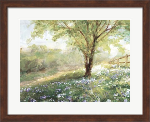 Framed Field of Bluebells Neutral Print