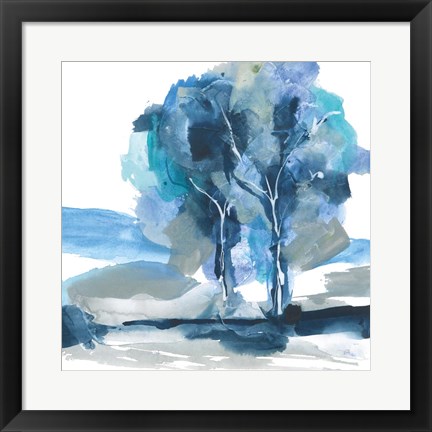 Framed Blue Impasto III Print