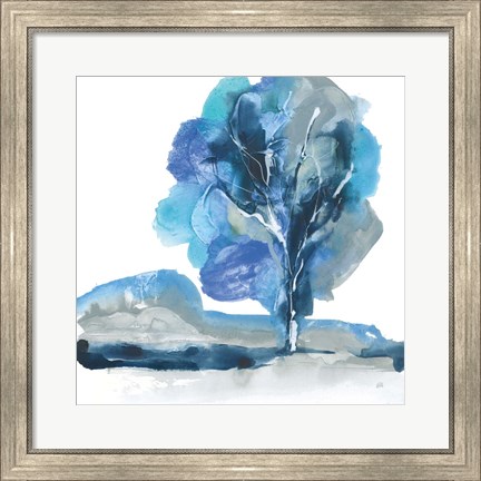 Framed Blue Impasto I Print