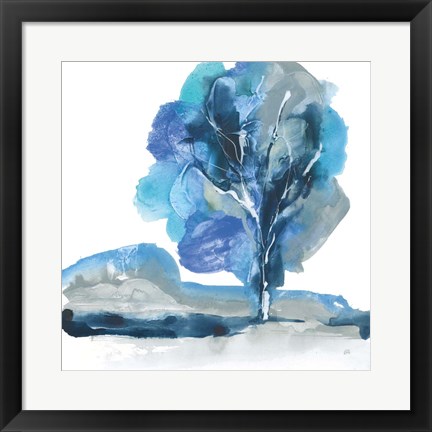 Framed Blue Impasto I Print