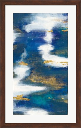 Framed Blue Texture II Gold Crop Print