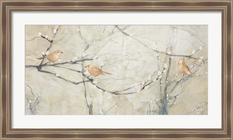 Framed Budding Pussy Willow with Birds Print