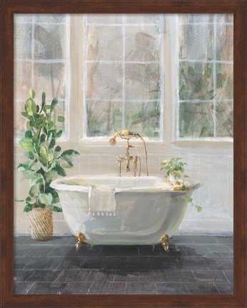Framed Simple Pleasures Bath I Print