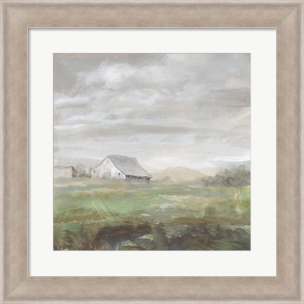 Framed White Barn Fields Print