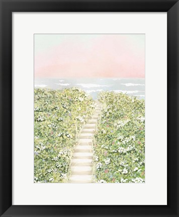 Framed Floral Path To The Beach Print