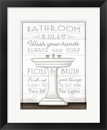 Framed Bathroom Rules Print