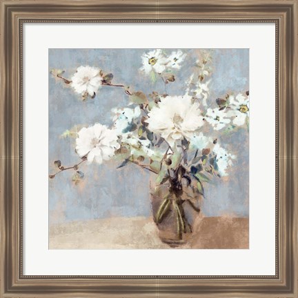 Framed Soft Blue Bouquet II Print