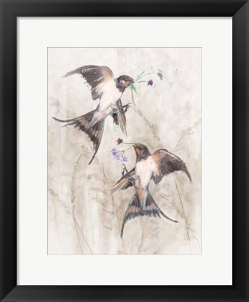 Framed Playful Swallows II Print