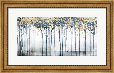 Framed Golden Blue Trees II Print
