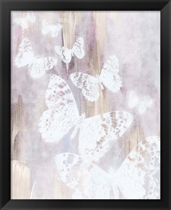 Framed Bright White Butterflies Print