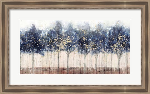 Framed Golden Blue Trees Print