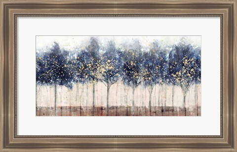 Framed Golden Blue Trees Print