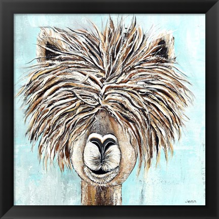 Framed Crazy Hair Llama Print