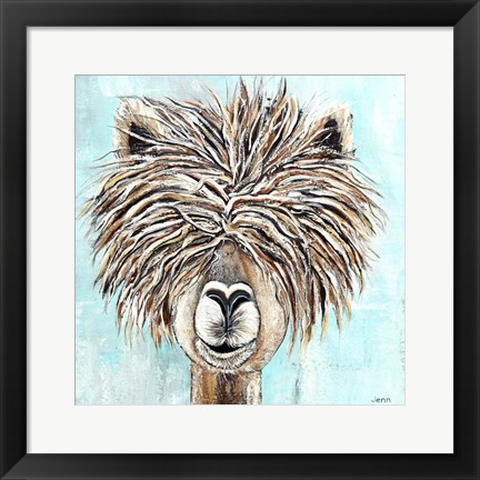 Framed Crazy Hair Llama Print