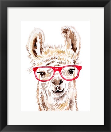 Framed Llama in Glasses Print